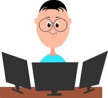 Programmer, illustration, vector on white background.