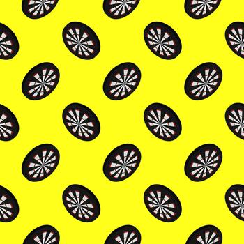 Dart board,seamless pattern on yellow background. vector