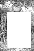 Man in Bag from the story in this frame, vintage engraving. vector