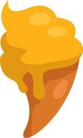 Yellow ice cream in cone, illustration, vector on a white background.