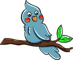 Bird on the tree, illustration, vector on white background