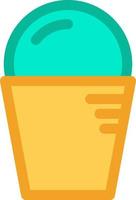 Helado azul en cono, ilustración, vector sobre fondo blanco.