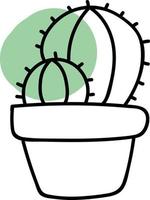 Small cactus with a green dot on the left, illustration, vector on white background.