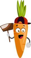 Carrot with dustpan, illustration, vector on white background.