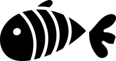 Black fish with four white stripes, illustration, vector on white background.