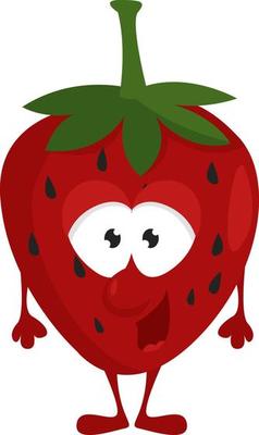 Excited strawberry, illustration, vector on a white background.