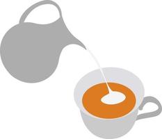 Tea with milk, illustration, vector on white background.