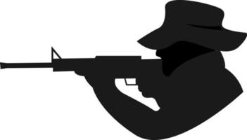 Shooter with gun, illustration, vector on white background.