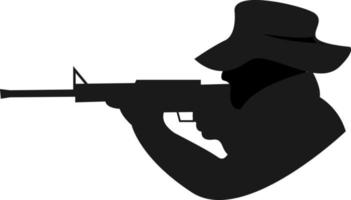 Shooter with gun, illustration, vector on white background.