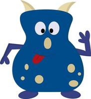 A cute dark blue monster, vector or color illustration.