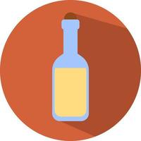 White wine in a bottle, illustration, vector on white background.