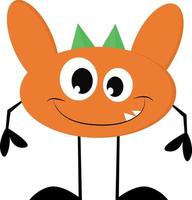 A monster with 2 big orange ears, vector or color illustration.