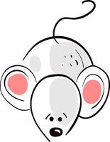 Sad little mouse, illustration, vector on white background.