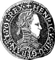 anverso del franco de plata de enrique iii, ilustración vintage. vector