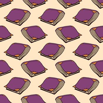 Old books pattern, seamless pattern on orange background. vector