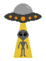 Pixel art alien invasion on earth png