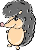 Gray hedgehog, illustration, vector on white background