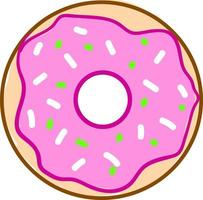 Pink donut, illustration, vector on white background.