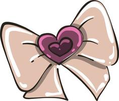 Pretty pink bow, illustration, vector on white background.