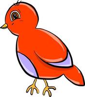 Red small bird, illustration, vector on white background