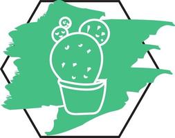 Small mexican cactus in a pot, icon illustration, vector on white background