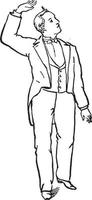 hombre de pie, ilustración vintage vector
