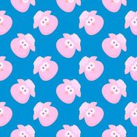 Pink goat , seamless pattern on a blue background. vector