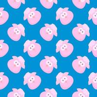 Pink goat , seamless pattern on a blue background. vector