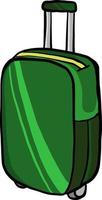 Green interesting suitcase, illustration, vector on white background.