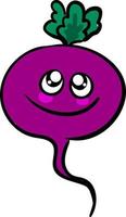 Happy purple radish, illustration, vector on white background.