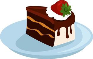 Strawberry cake, illustration, vector on white background