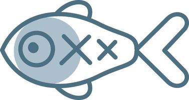 Blue fish with x mark, illustration, vector on a white background.