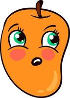 Scared mango, illustration, vector on white background