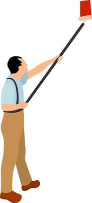 Man painting wall, illustration, vector on white background.