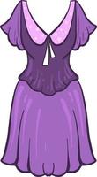 Purple vintage dress, illustration, vector on white background.