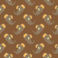 Brown elephant , seamless pattern on a brown background. vector