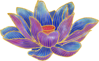 ornement de fleur de lotus doré dessiné à la main png