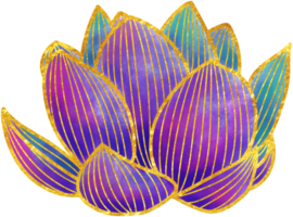 ornement de fleur de lotus doré dessiné à la main png