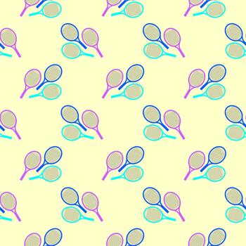 Tennin racket,seamless pattern on pastel background. vector
