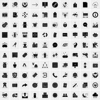 Set of 100 Business Solid Glyph icons vector