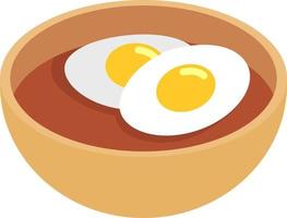 Soup with eggs, illustration, vector on white background.