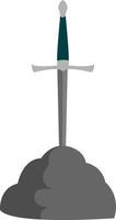 Sword in stone, illustration, vector on white background.