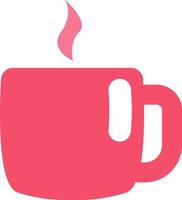 Pink mug of hot tea, illustration, vector on a white background.