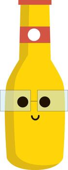 Geek bottle with red cap, illustration, vector on white background.