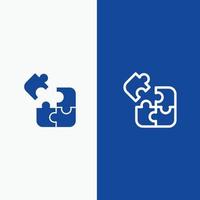 Jigsaw Puzzle Science Solution Line and Glyph Solid icon Blue banner Line and Glyph Solid icon Blue vector