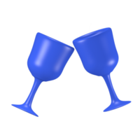 renderização 3D bonito ícone de festa de ano novo copo de vinho png