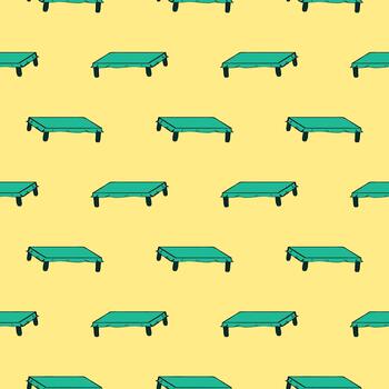 Green tables,seamless pattern on yellow background. vector