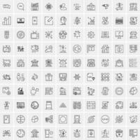 paquete de 100 iconos de líneas universales para móviles y web vector