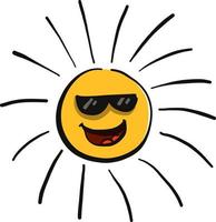 Sun with sunglasses, illustration, vector on white background