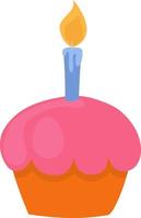 Birthday muffin, illustration, vector on a white background.